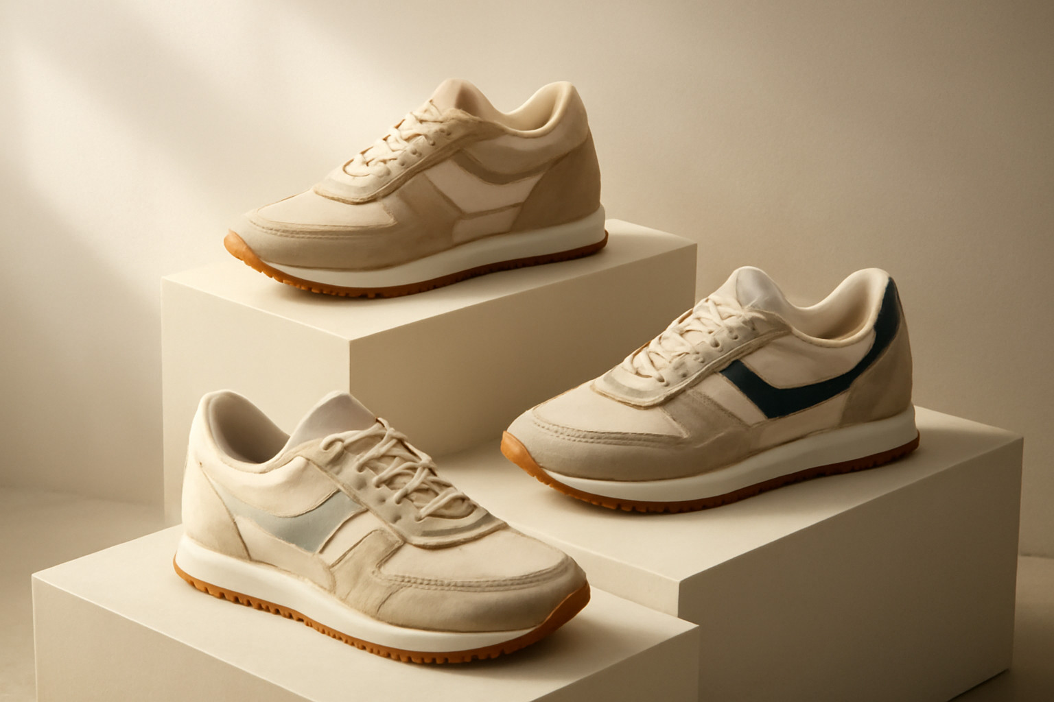 annie-chausseur-nouvelles-sneakers-influence-sport-retro sneakers rétro exposées sur présentoir
