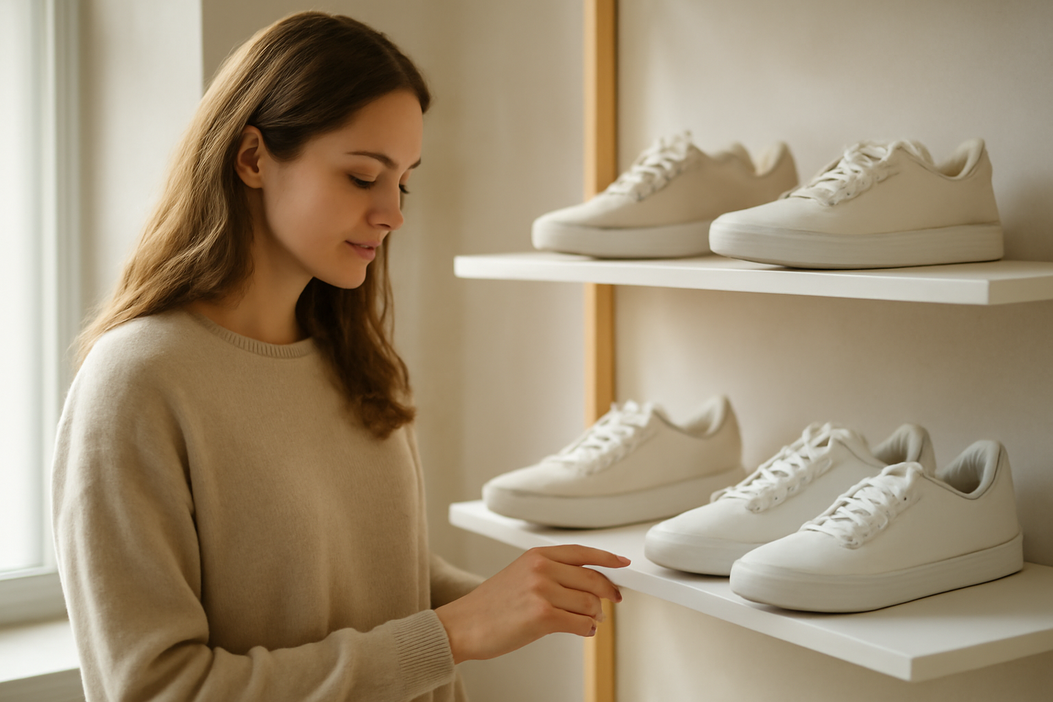 annie-chausseur-ou-acheter-sneakers-sete client regardant sneakers sur étagère
