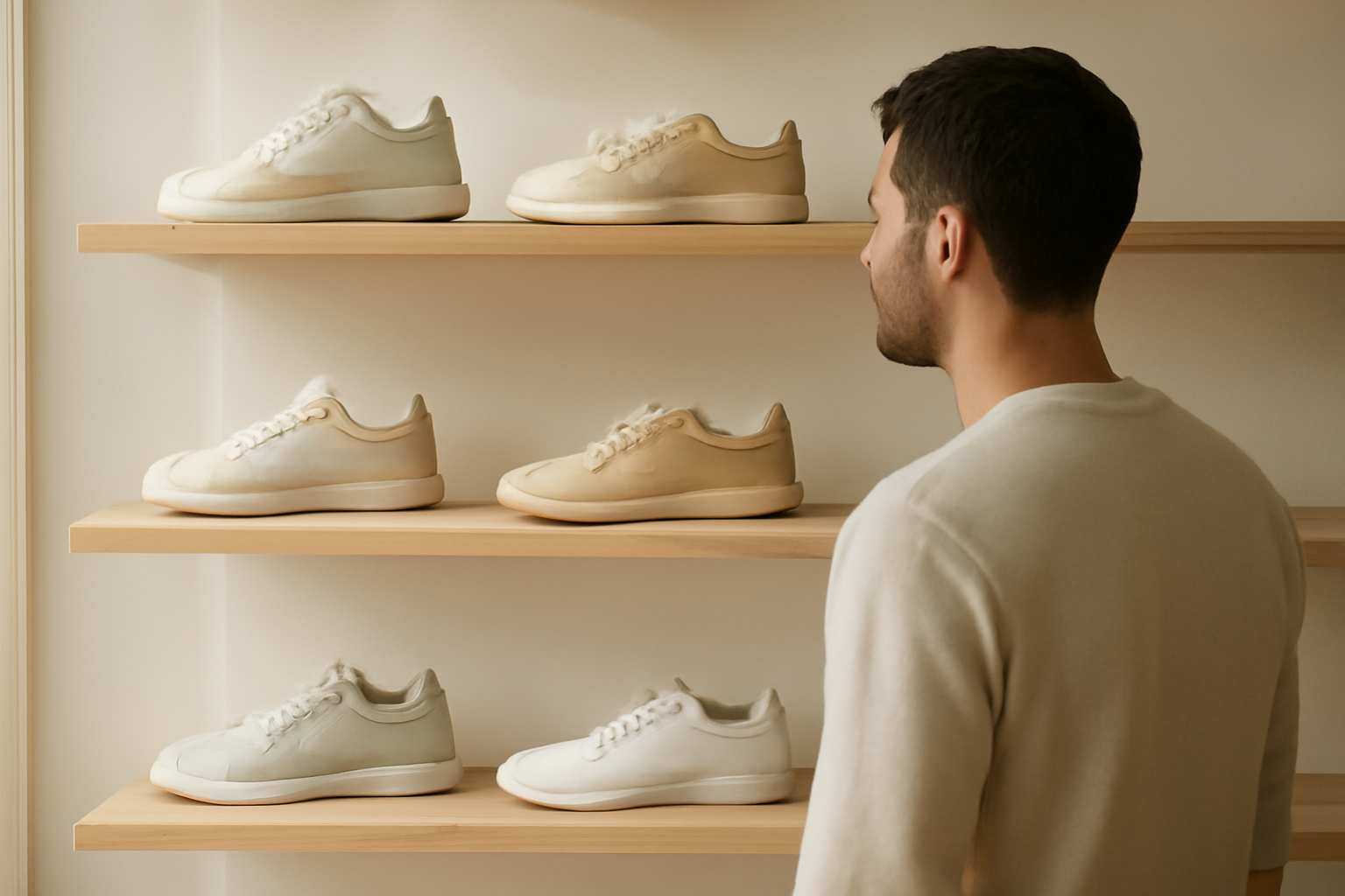 annie-chausseur-ou-trouver-sneakers-albi-centre client observant sneakers sur étagère