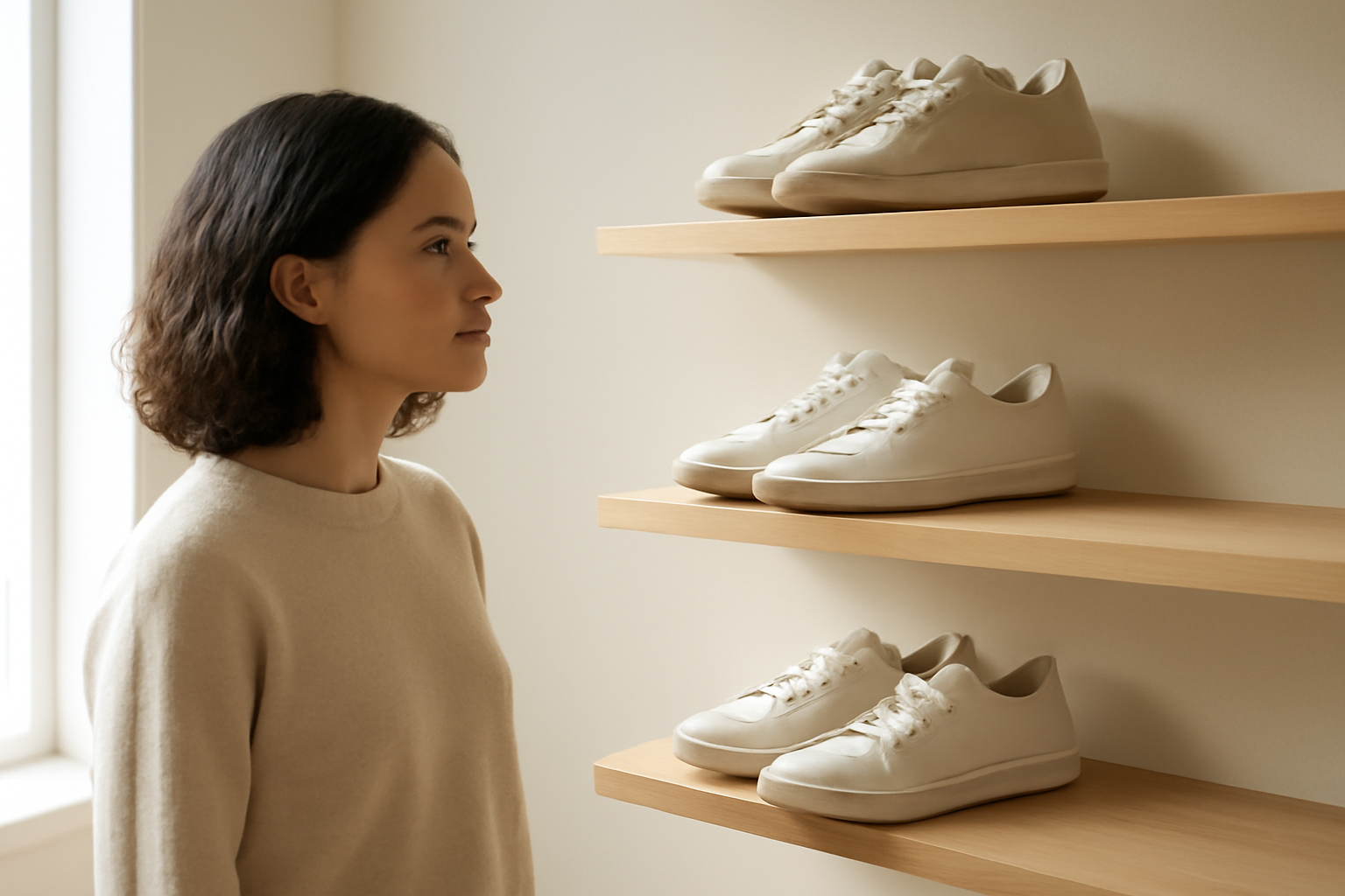 annie-chausseur-ou-trouver-sneakers-arras client observant sneakers sur étagère