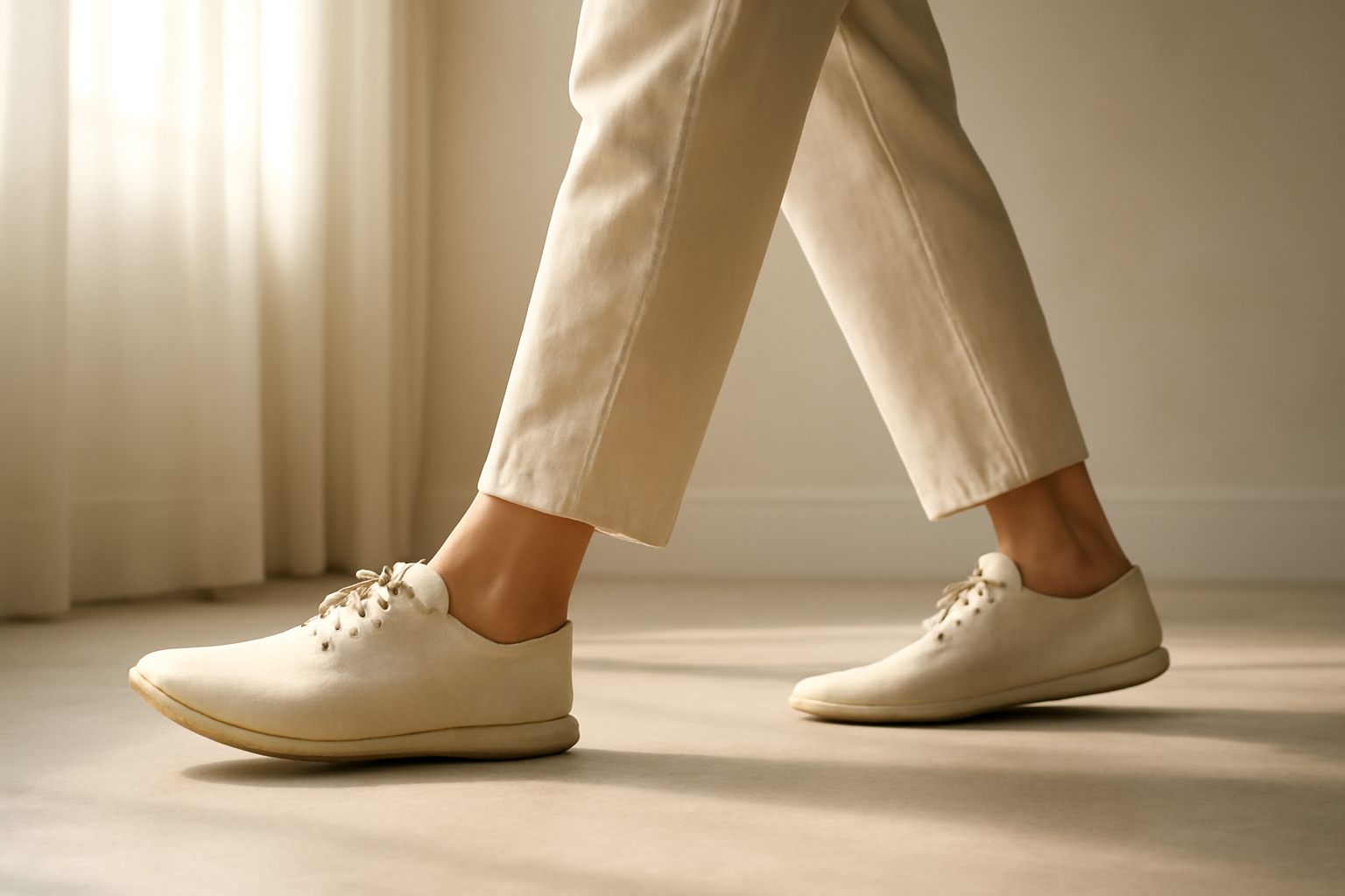 annie-chausseur-porter-chaussures-minimalistes-look-urbain personne marchant avec chaussures minimalistes
