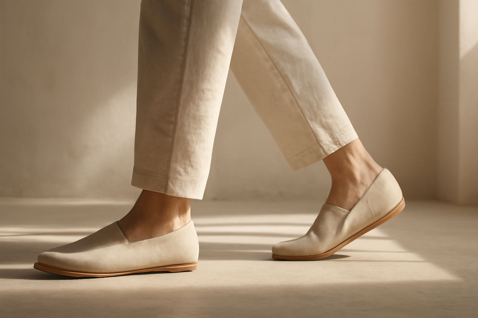 annie-chausseur-porter-chaussures-minimalistes-style-quotidien personne marchant avec chaussures minimalistes