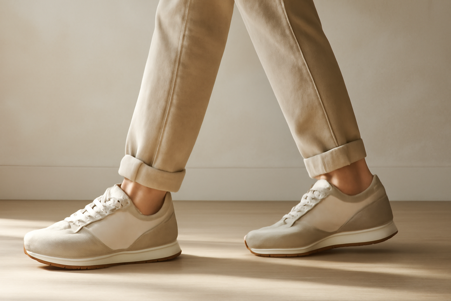 personne marchant avec sneakers rétro