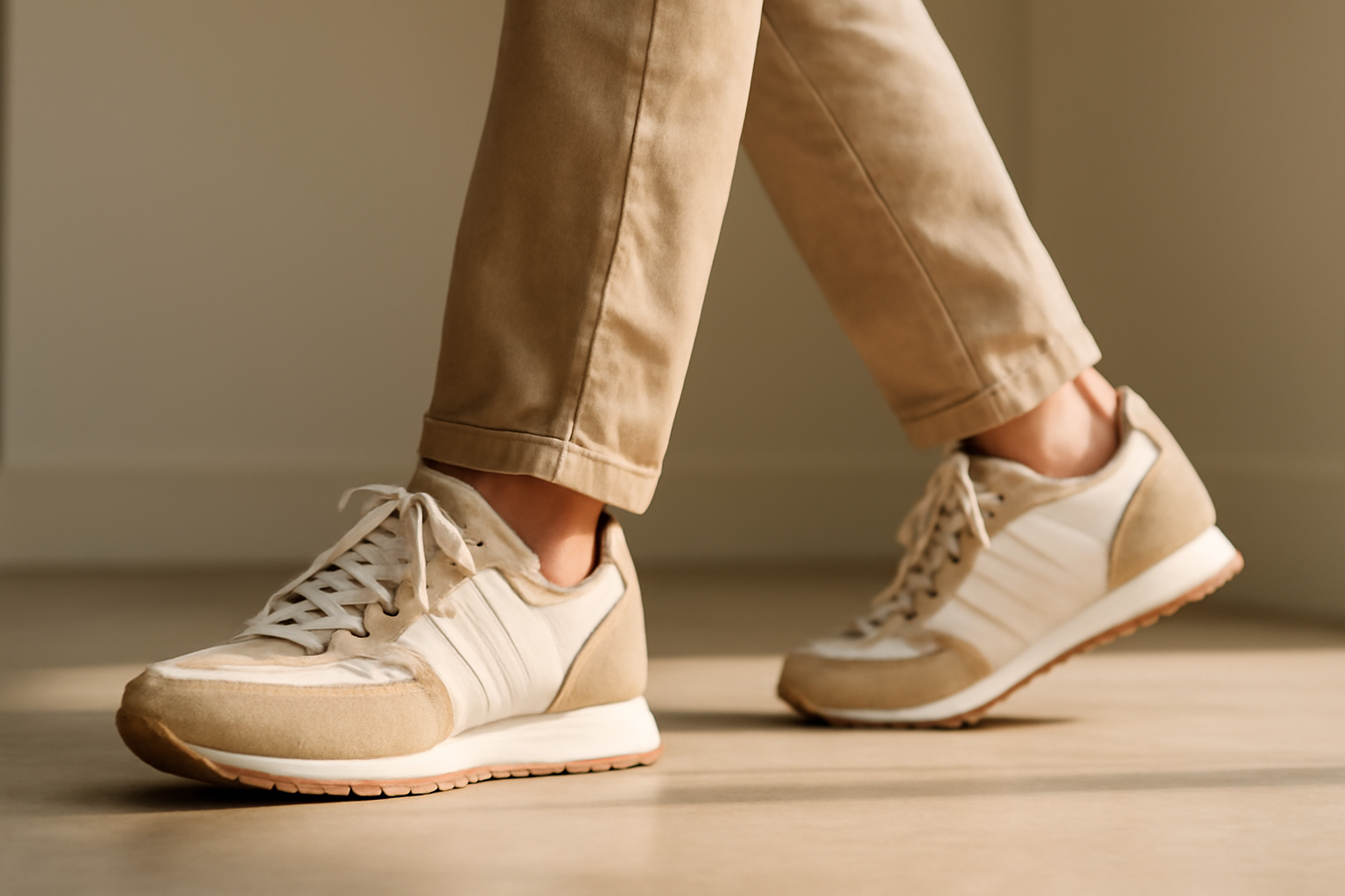 annie-chausseur-porter-chaussures-retro-style-urbain-quotidien personne marchant avec sneakers rétro