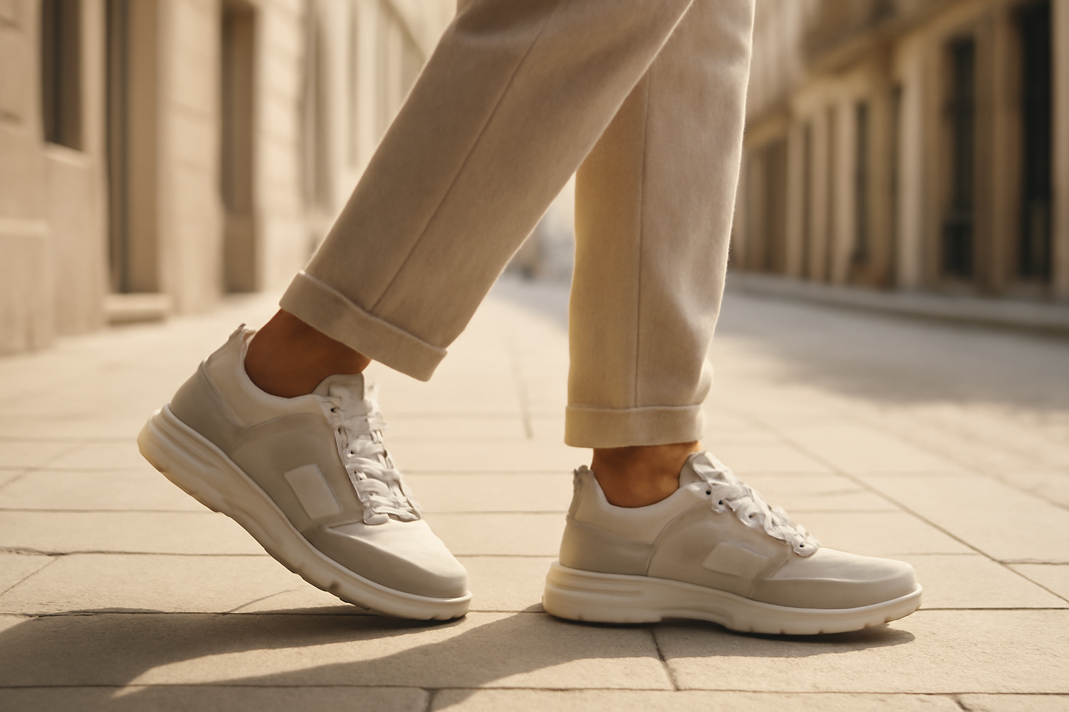 personne marchant en ville avec chaussures urbaines