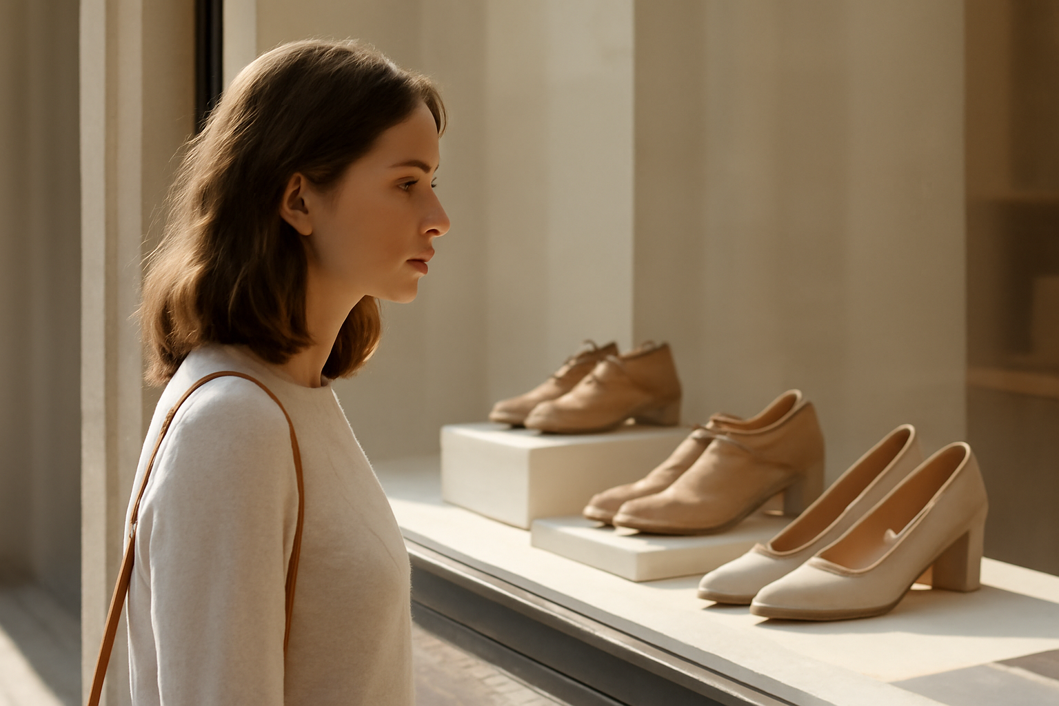 annie-chausseur-quel-magasin-chaussures-chambery-centre client regardant chaussures en vitrine