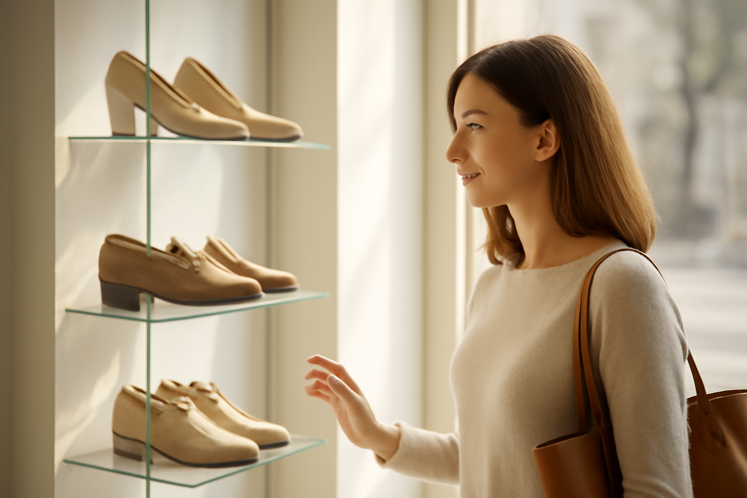 annie-chausseur-quel-magasin-chaussures-la-roche-sur-yon client regardant chaussures en vitrine