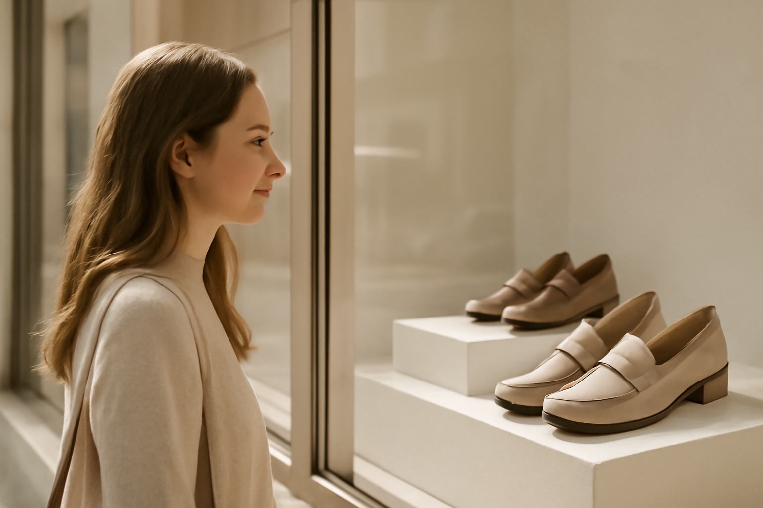 annie-chausseur-quel-magasin-chaussures-vannes-centre client regardant chaussures en vitrine